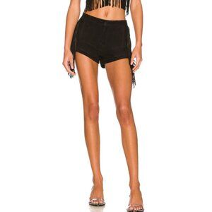 Lamarque x Revolve Womens Willa Suede Short Fringe Trim High Waist Black Size 28